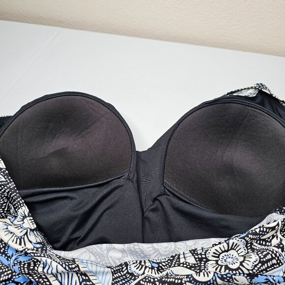 Summersalt 16 Black Blue Floral The Perfect Wrap One Piece Swimsuit Lined Cups - Picture 7 of 8
